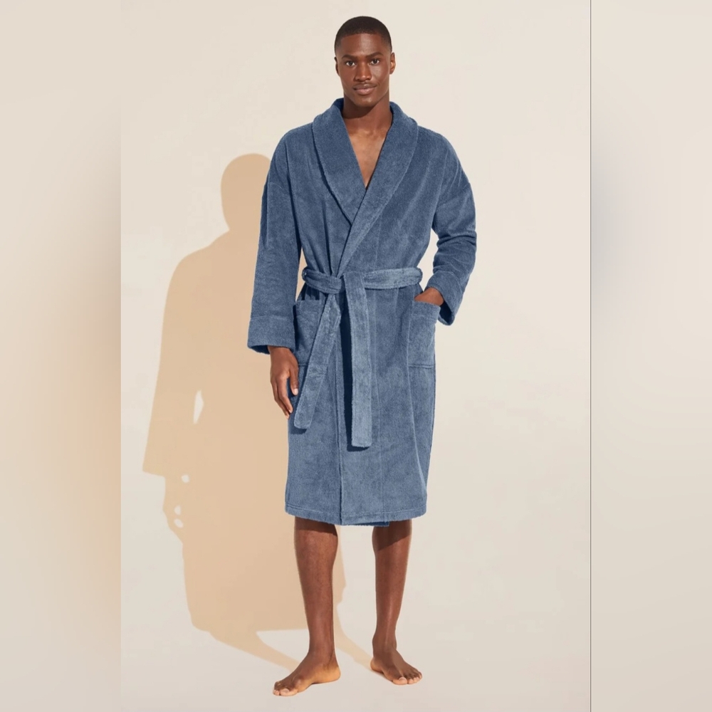 Eberjey Terry Robe in Coastal Blue NEW size L/XL Unisex
